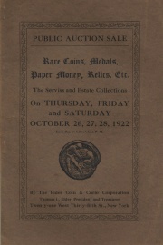 Public auction sale : rare coins, medals, tokens, paper money, relics, etc. [10/26/1922]