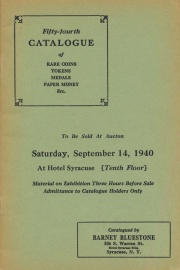 Fifty-fourth catalogue of rare coins, tokens, medals, paper money, etc. [09/14/1940]
