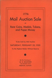 177th mail auction sale of rare coins, medals, tokens and paper money [02/25/1950]