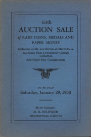 113th auction sale of rare coins, medals, and paper money. [01/29/1938]