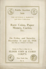 Public auction sale of the General C. McReeve and other collections. [12/11/1936]