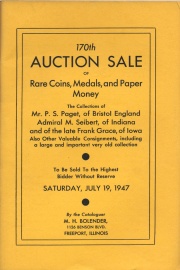 170th auction sale of rare coins, medals, and paper money. [07/19/1947]