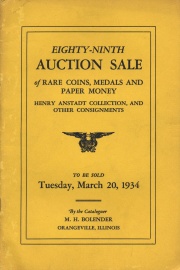 Eighty-ninth auction sale of rare coins, medals, and paper money. [03/20/1934]