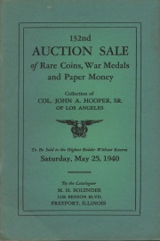 132nd auction sale of rare coins, war medals, and paper money. [05/25/1940]