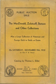 Public auction sale : rare coins and medals : the MacDonald, Stetson, Zolotzeff coins and an estate collection. [11/19/1932]