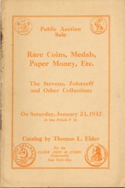 Public auction sale : rare coins of Stevens, Zolotzeff & other collections. [01/23/1932]