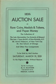 180th auction sale of rare coins, medals & tokens, and paper money. [03/31/1951]