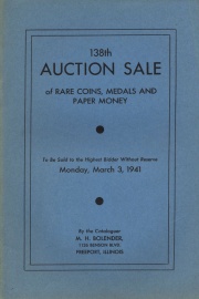 138th auction sale of rare coins, medals, and paper money. [03/03/1941]