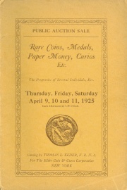 Public auction sale : rare coins, medals, tokens, paper money, curios, gems, etc. [04/09/1925]