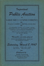 Important public auction of large size U.S. paper currency : property of Albert A. Grinnell ... [03/08/1947]