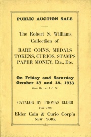 Public auction sale : the Robert S. Williams and other collections. [10/27/1933]