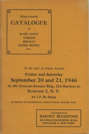 Ninety-fourth catalogue of rare coins, tokens, medals, paper money, etc. [09/20/1946]