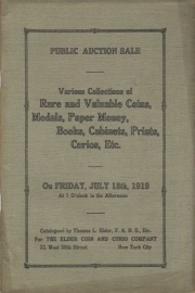 Public auction sale : rare and old coins, medals, paper money, cabinets, curios, books, gems, etc. [07/18/1919]