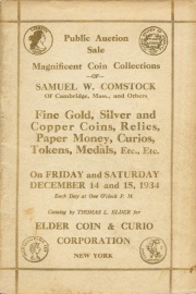 Public auction sale : rare coins, paper money, curios, tokens, medals, etc. [12/14/1934]