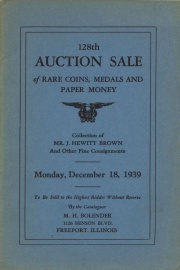 128th auction sale of rare coins, medals, and paper money. [12/18/1939]