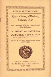 Public auction sale : catalog of the Knowland, Williams, Havemyer and other coin collections. [10/07/1927]