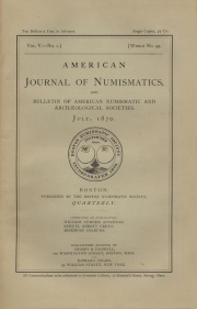 American Journal Of Numismatics Volume 5, Issue 1Photo courtesy of Thomas Wetter Numismatic Library.