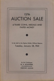 137th auction sale of rare coins, medals, and paper money. [01/28/1941]