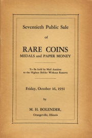 Seventieth public sale of rare coins, medals, and paper money. [10/16/1931]