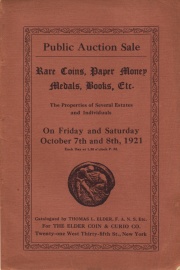 Public auction sale : valuable coins, medals, tokens, paper money, books, etc. [10/07/1921]