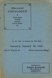 Fifty-seventh catalogue of rare coins, tokens, medals, paper money, etc. [01/18/1941]
