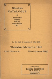 Fifty-eighth catalogue of rare coins, tokens, medals, paper money, etc. [02/06/1941]