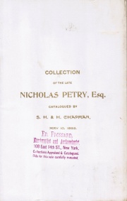 CATALOGUE OF THE COLLECTION OF GREEK, ROMAN, EUROPEAN AND AMERICAN COINS AND MEDALS OF THE LATE NICHOLAS PETRY, ESQ., OF PHILADELPHIA.