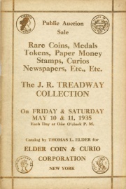 Public auction sale : the J. R. Treadway and other collections of rare coins, paper money, tokens, medals, stamps, gems, curios, etc., etc. [05/10/1935]