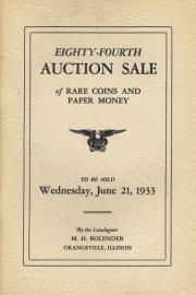 Eighty-fourth auction sale of rare coins and paper money. [06/21/1933]