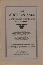 126th auction sale of rare coins, medals, and paper money. [09/23/1939]