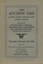 130th auction sale of rare coins, medals, and paper money. [02/29/1940]