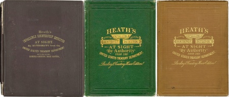Some available bindings of Heath's Banking Edition Counterfeit Detector.Photos courtesy of Heritage.