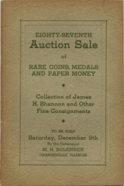 Eighty-seventh auction sale of rare coins, medals, and paper money. [12/09/1933]