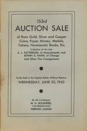153rd auction sale of rare gold, silver, and copper coins, paper money, medals, tokens, numismatic books, etc. [06/23/1943]