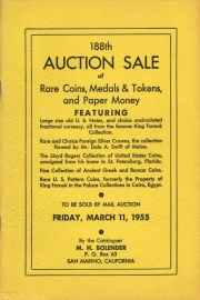 188th auction sale of rare coins, medals & tokens, and paper money. [03/11/1955]