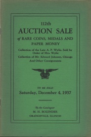 112th auction sale of rare coins, medals, and paper money. [12/04/1937]