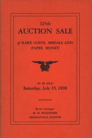 125th auction sale of rare coins, medals, and paper money. [07/15/1939]