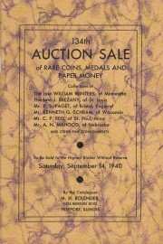134th auction sale of rare coins, medals, and paper money. [09/14/1940]