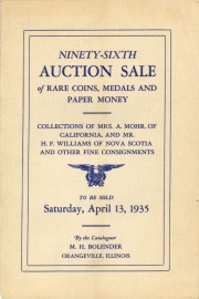 Ninety-sixth auction sale of rare coins, medals, and paper money. [04/13/1935]