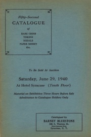 Fifty-second catalogue of rare coins, tokens, medals, paper money, etc. [06/29/1940]