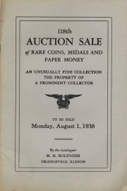118th auction sale of rare coins, medals, and paper money. [08/01/1938]