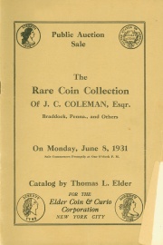 Public auction sale : the J. C. Coleman and other collections. [06/08/1931]