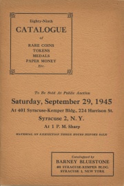 Eighty-ninth catalogue of rare coins, tokens, medals, paper money, etc. [09/29/1945]