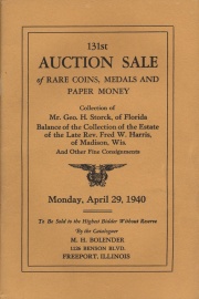 131st auction sale of rare coins, medals, and paper money. [04/29/1940]