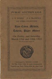 Public auction sale : L. P. Jones, J. S. McArdle, and other collections. [03/17/1922]
